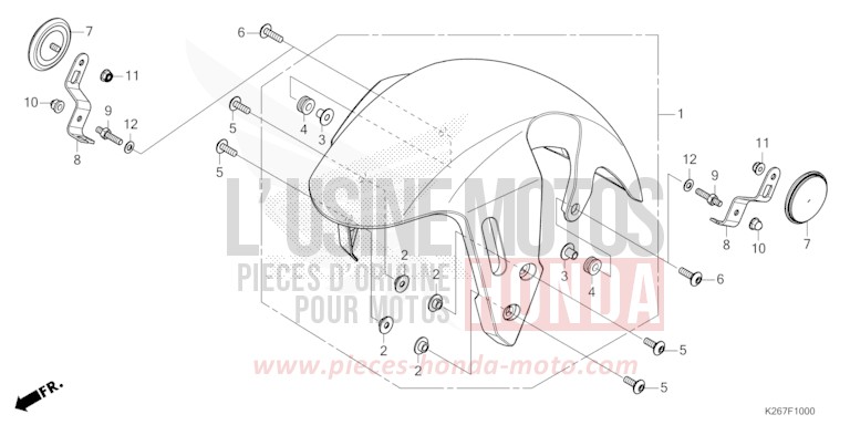 FRONT FENDER for MSX GROM A MAT GUNPOWDER BLACK METALLIC (NH436) from 2022